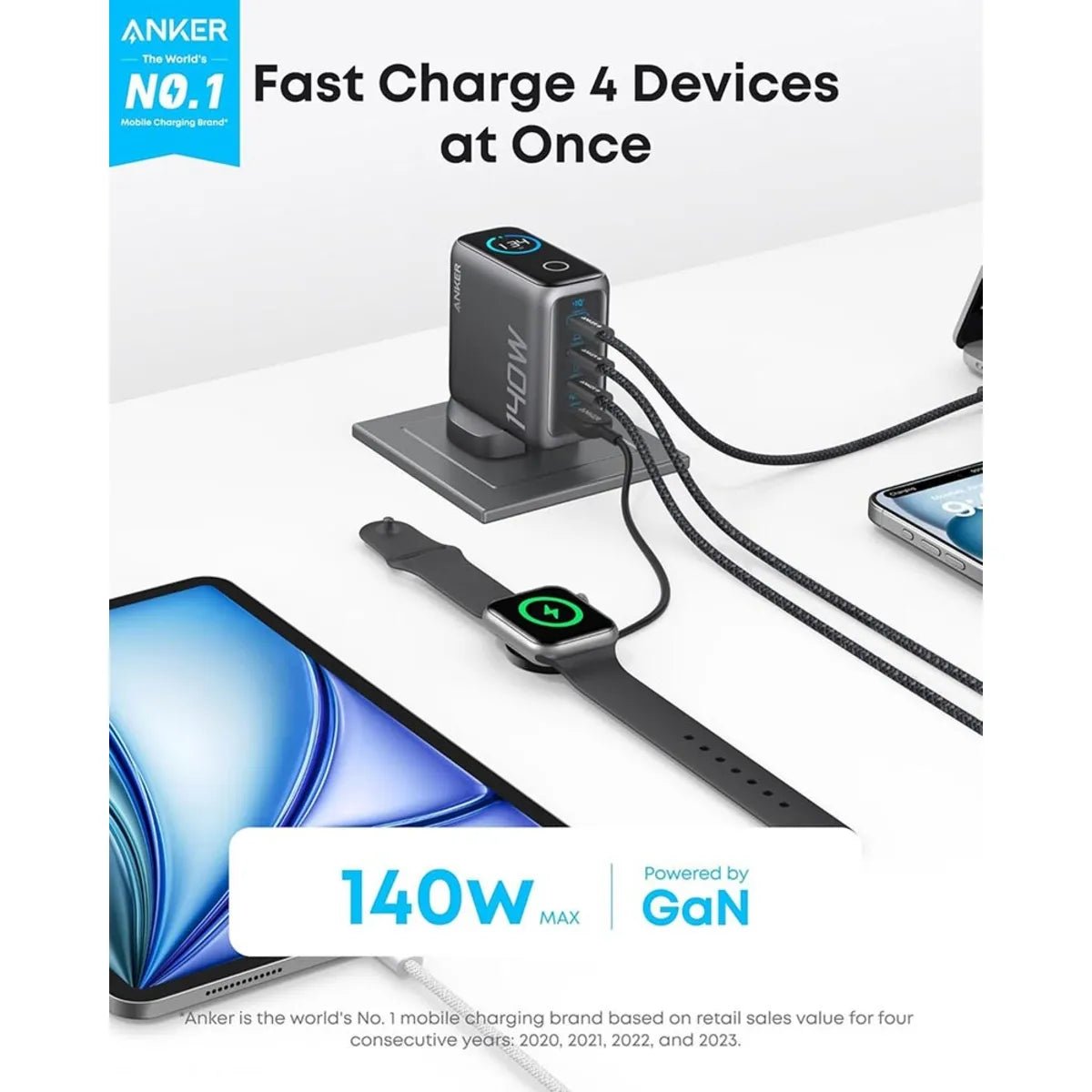 Anker 140W 4-Port GaN Charger | PD 3.1 UK Plug Kenya