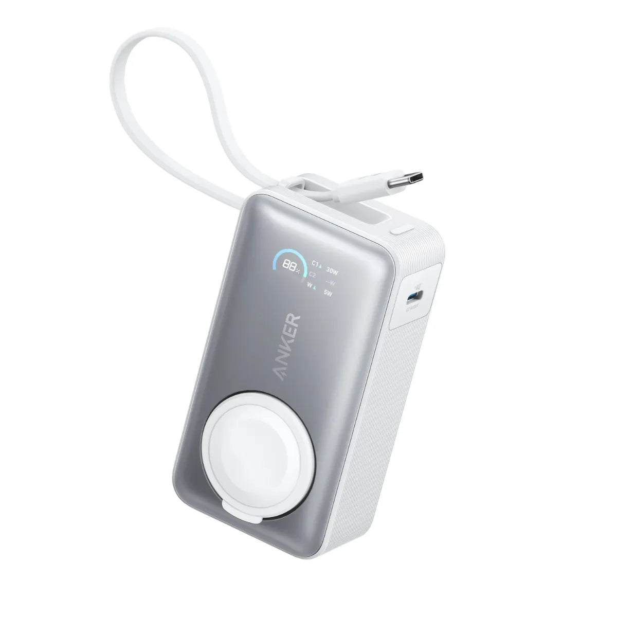 Anker MagGo Power Bank | 10000mAh, 35W, for Apple Watch (Portable Power for Apple Devices) White Neo Tech