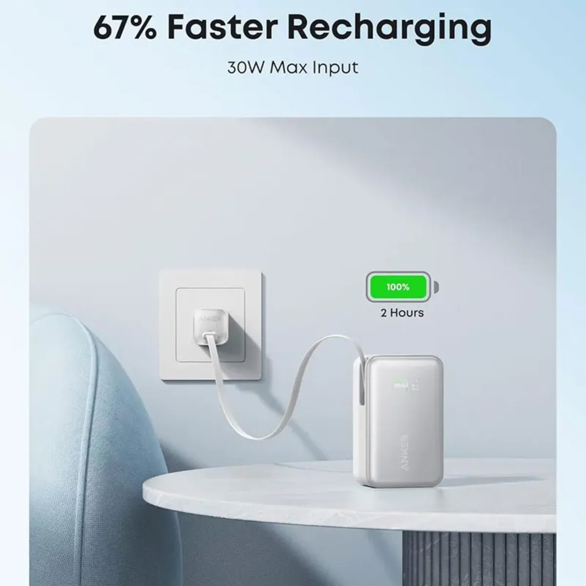 Anker Nano Power Bank | 10K, 45W, Built-In Retractable USB-C Cable Kenya