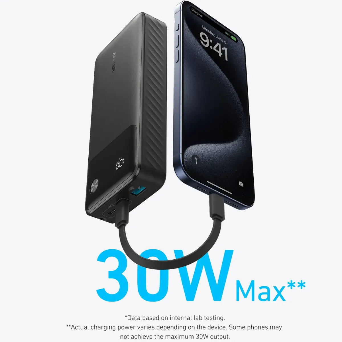 Anker PowerCore | 20000mAh, 30W with Built-In USB-C Cable Lanyard Power Bank Neo Tech