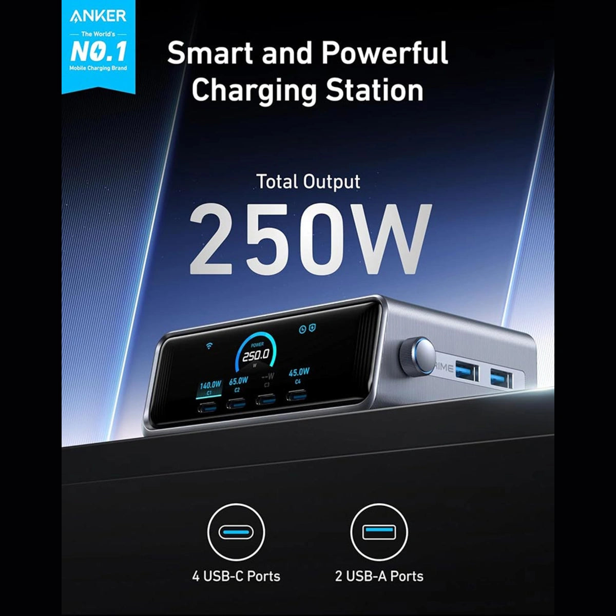 Anker Prime 250W Desktop Charging Station | 6 Ports