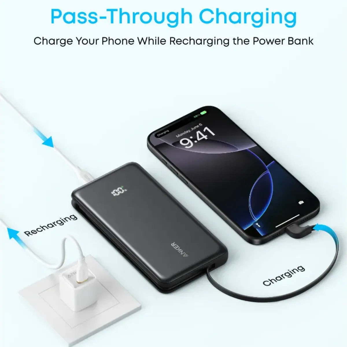 Anker Zolo |10000mAh 22.5W with Built-In USB-C Cable Power Bank Neo Tech