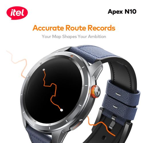 itel Apex N10 Smartwatch – 1.43" AMOLED, Gorilla Glass, GPS Tracking, Bluetooth Calling, 5ATM Waterproof - Neo Tech AccessoriesItel Apex N10 smartwatch with blue strap on a white background