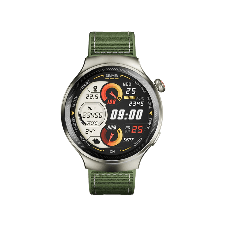 itel Edge R1 Pro Smartwatch – ISW - O43, 1.43" AMOLED Display, Fast Charging, Bluetooth Calling, IP68 Waterproof - Neo Tech Accessoriesitel Edge R1 Pro ISW - O43 Smartwatch with a green strap on a white background