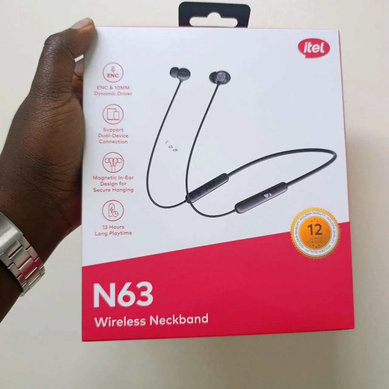 Itel N63 Wireless Neckband Earphones | 10mm Extra Bass, 13-Hour Battery & IPX5 Sweatproof