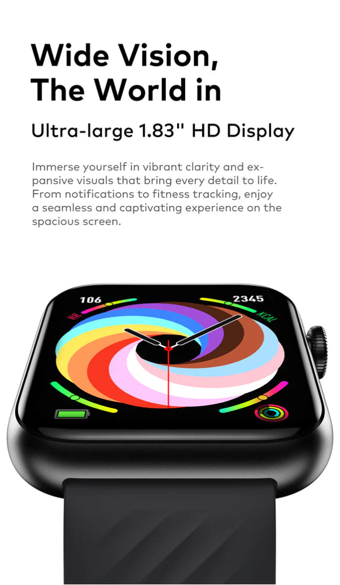 itel Smartwatch O11 Native Storm (Itel Sones) – 1.83" IPS Display, 3 - Day Standby, 24H Health Monitoring, Voice Assistant - Neo Tech Accessoriesitel Smartwatch O11 Native Storm (ITEL SONES) Smartwatch with a large display on a white background