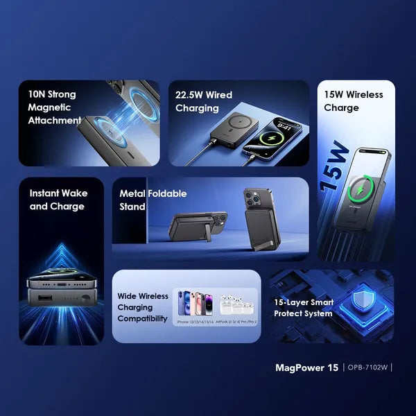 oraimo MagPower 15 10000mAh, 22.5W, Magsafe Wireless Power Bank