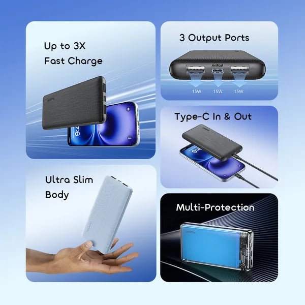 oraimo PowerFlow B11 | 10000mAh, 15W Power Bank with Detachable Cable Neo Tech
