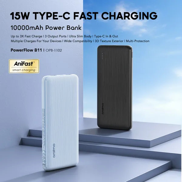 oraimo PowerFlow B11 10000mAh, 15W, Detachable CablePower Bank
