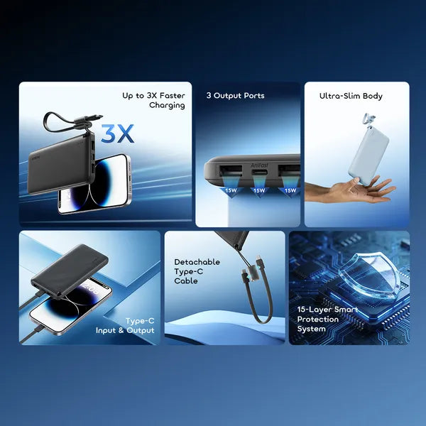 oraimo PowerFlow L1 10000mAh, 15W, Portable Power Bank