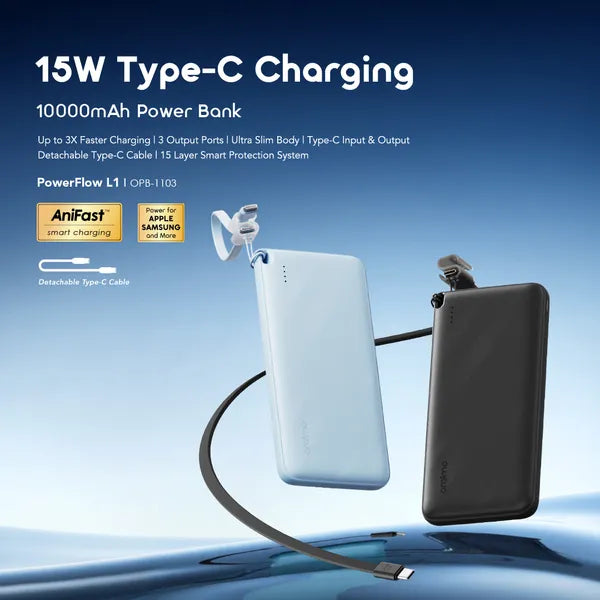 oraimo PowerFlow L1 10000mAh, 15W, Portable Power Bank