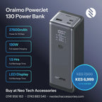 Neo Tech Accessories oraimo PowerJet 130 27,600mAh Power Bank – 130W Fast Charging, Laptop-Compatible