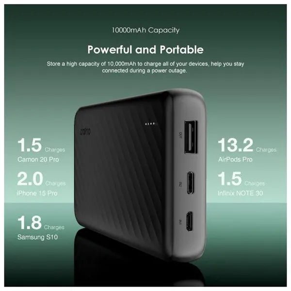 oraimo Slice Link | 10000mAh, 12W Power Bank with Multi-Cables Neo Tech