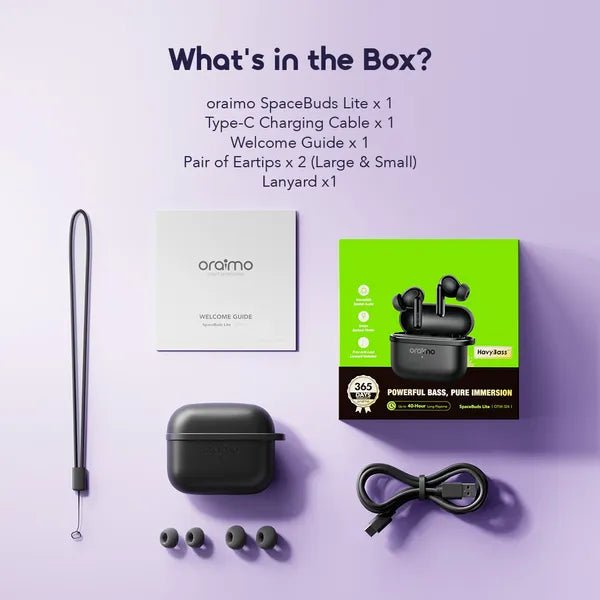 oraimo SpaceBuds Lite (OTW-324) | 40-Hour Playtime Wireless Earbuds Neo Tech
