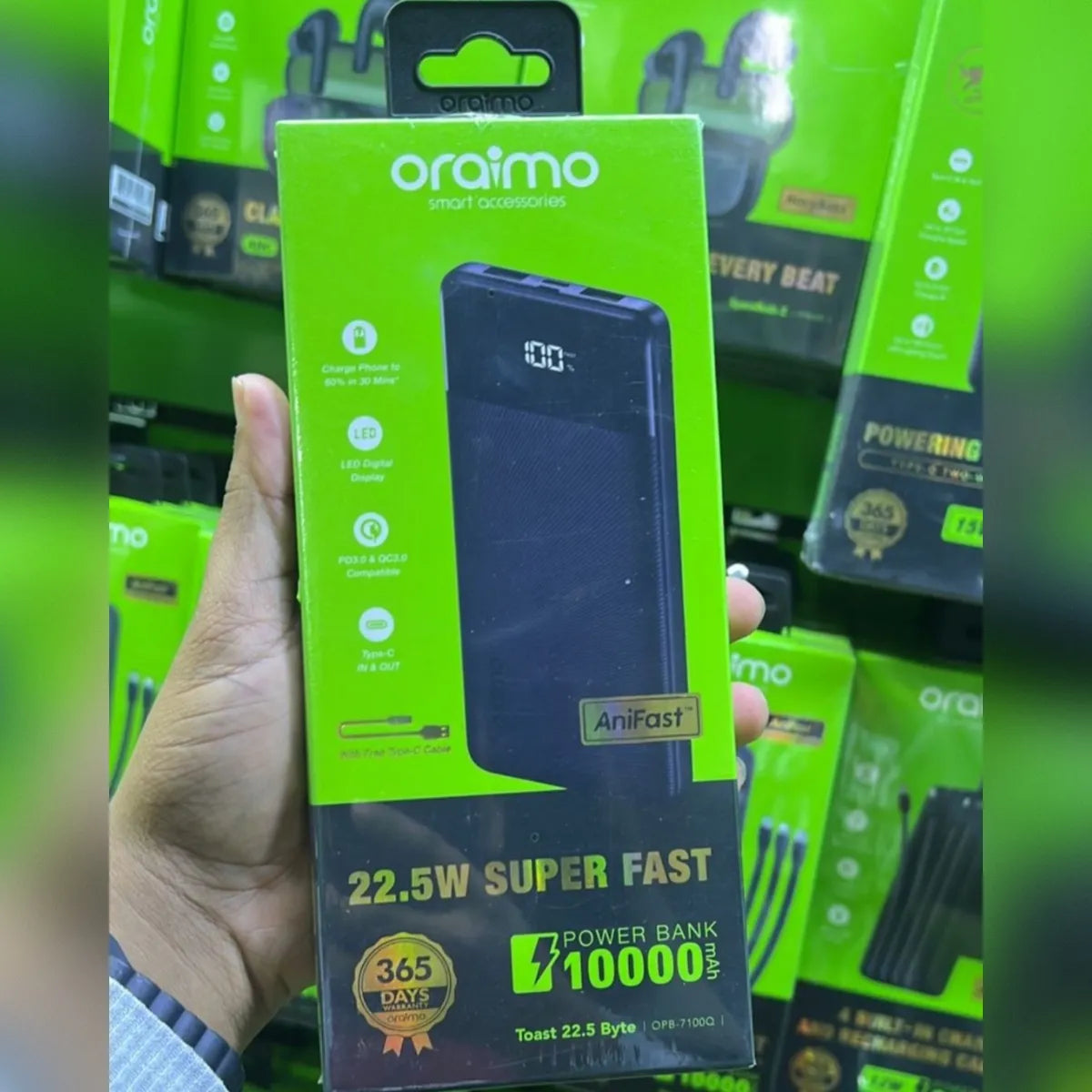 oraimo Toast 22.5 Byte 10000mAh, 22.5W, with Display Power Bank