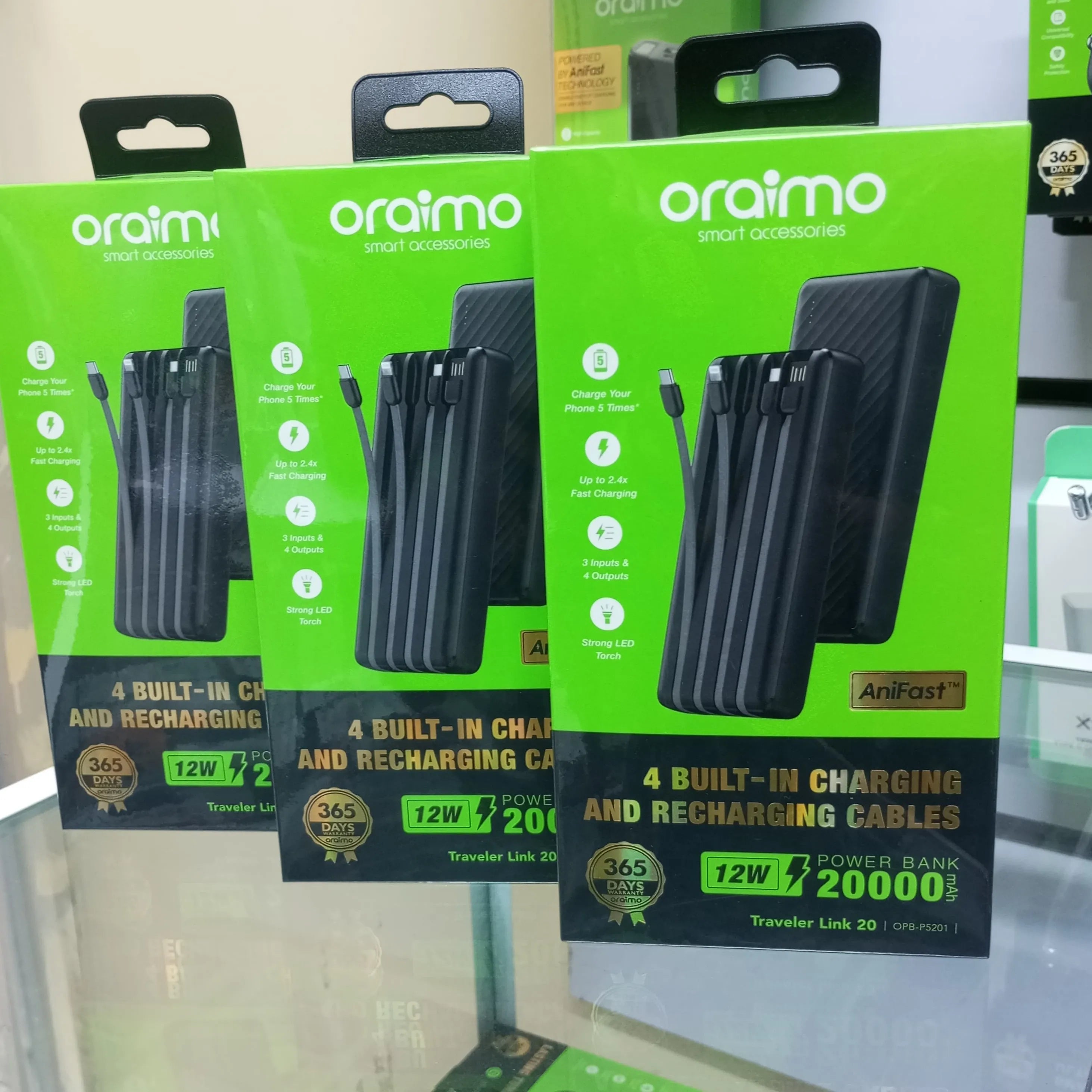 oraimo Traveler Link 20 (20000mAh, 12W with Multi Cables Power Bank