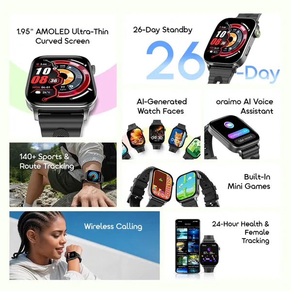 Oraimo Watch Nova 2 Air | AMOLED Display, AI Features & Bluetooth Calling Smart Watch