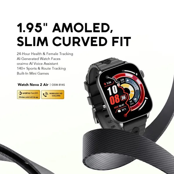 Oraimo Watch Nova 2 Air | AMOLED Display, AI Features & Bluetooth Calling Smart Watch